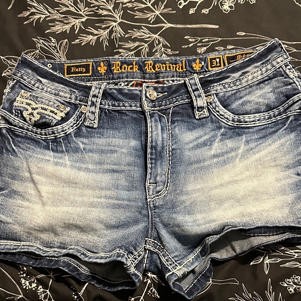 Rock Revival Women's Faded Light Blue Denim Jean Shorts